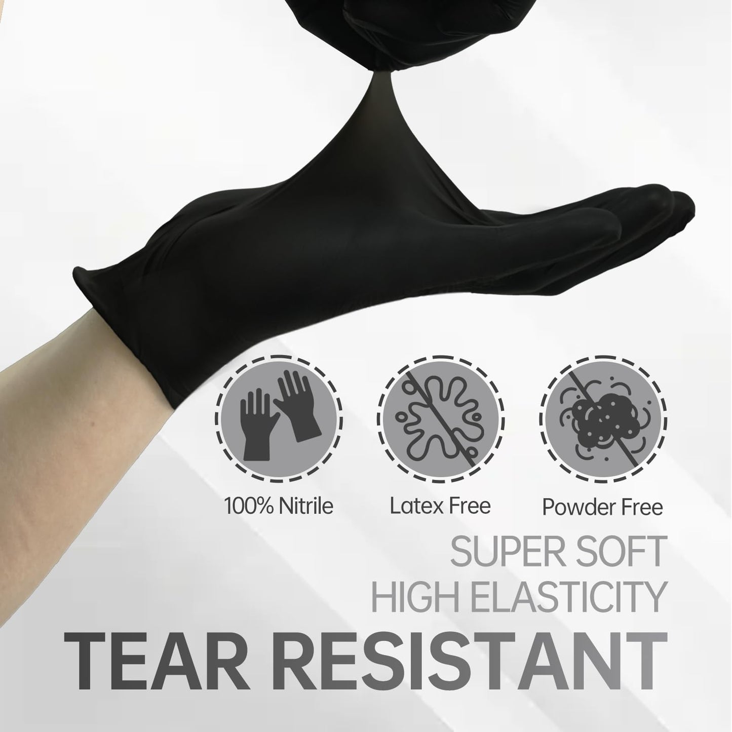 Jointown Nitrile Exam Gloves, 3.5 Mil Medical Black Gloves Disposable Latex Free Powder-Free For Exam, Food Prep Cleaning, Medium Case of 1000, M