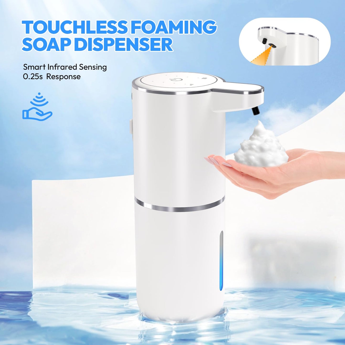 MTYGK 2 Pack Automatic Foaming Soap Dispenser,Touchless Foam Soap Dispenser,12.8oz Rechargeable Wall Mounted Smart for Bathroom and Kitchen Dish Soap,Easy for Toddlers(White)