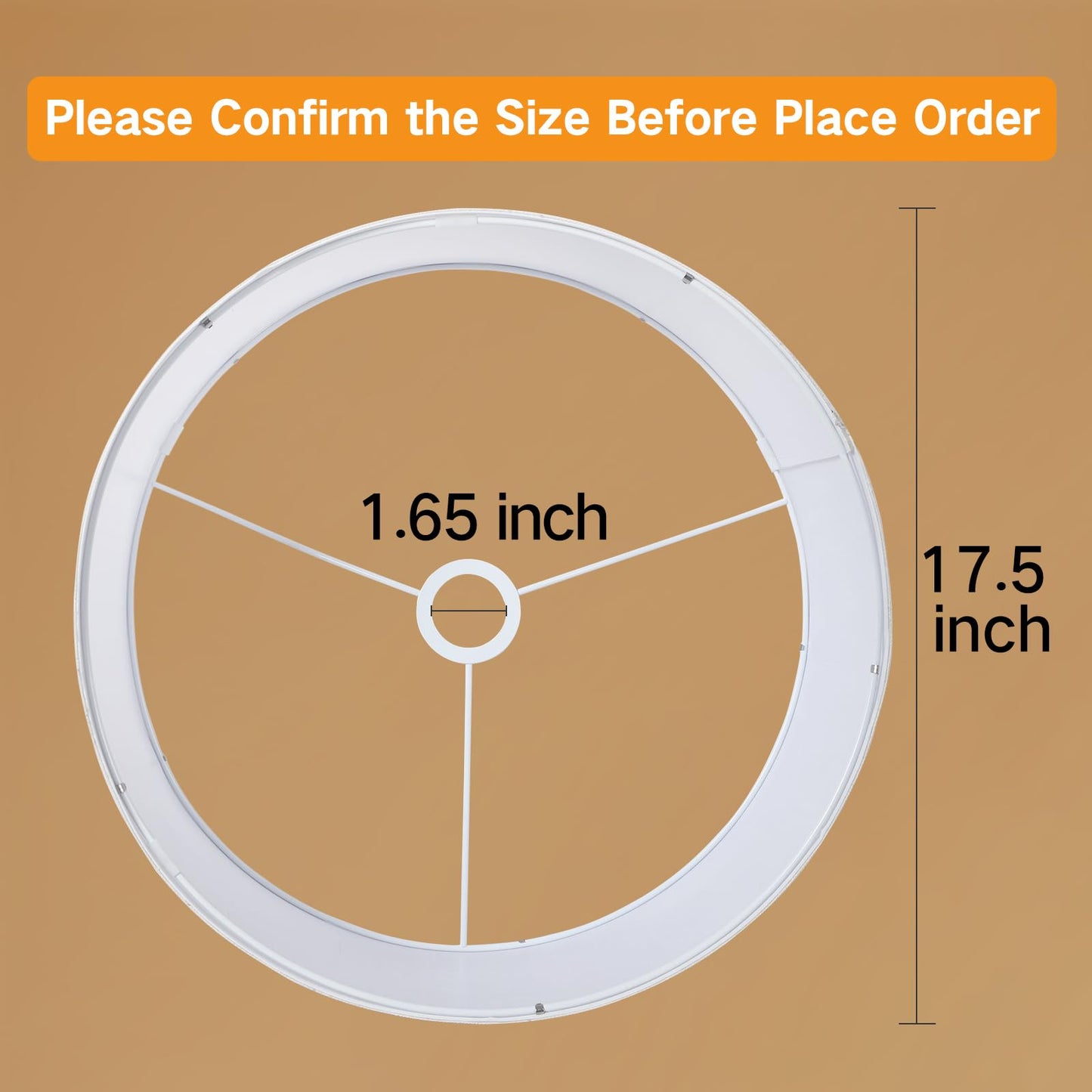 OUTON Beige Large Drum Lamp Shades for Floor Lamps, 17.5" Top x 17.5" Bottom x 10" High, Easy to Assemble, Replacement Linen Lampshades for Table Lamps & Bedside Lamps (1.65" Spider)