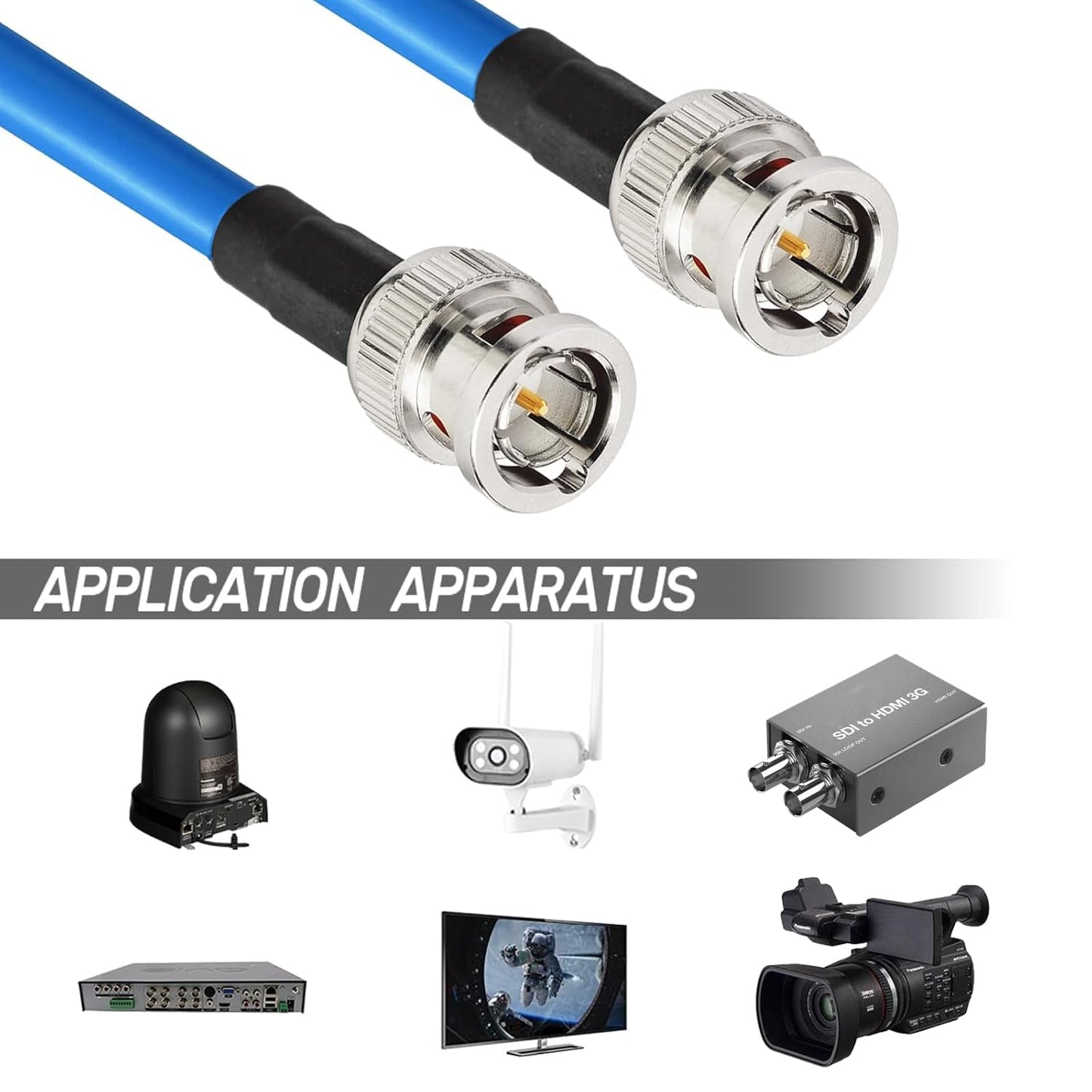 Superbat SDI Cable Long 75 Ohm BNC Cable 3G/6G/12G (Belden 1694A)，1-300FT, Support HD-SDI/3G-SDI/6G-SDI/4K/8K Video,Precision SDI Camera Wire (1Pcs)