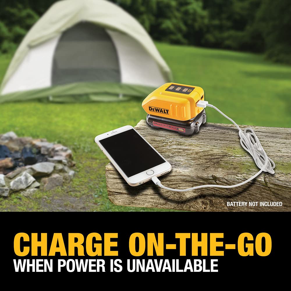DEWALT 12V/20V MAX USB Charger with 2 Ports and State of Charge Indicator(DCB090)