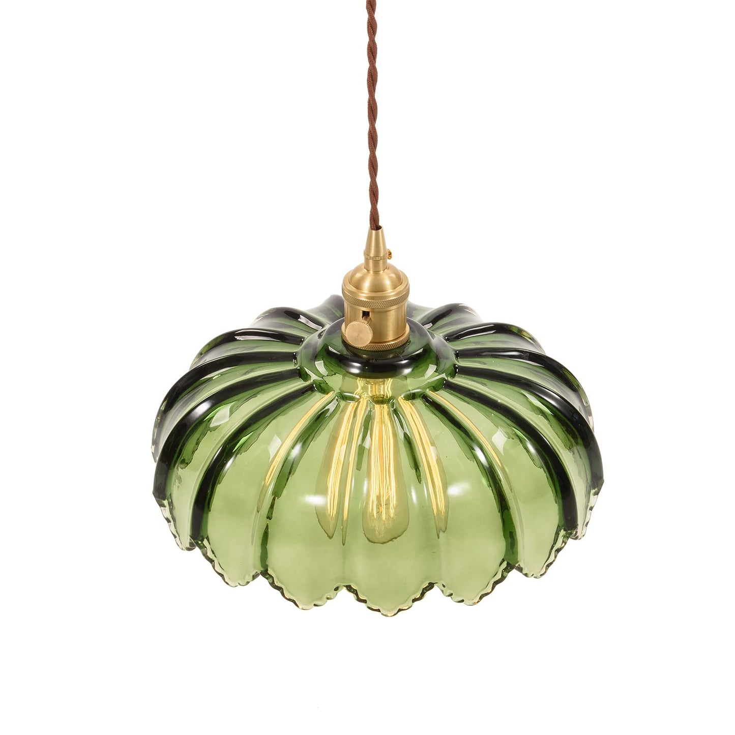 XZHGCEE Plug in Pendant Light Fixtures: Hanging Lamp Plug in Green Glass Pendant Lamp, Hanging Light for Kitchen Island, Bedroom, Dining Room, Living Room, E26 No Bulb