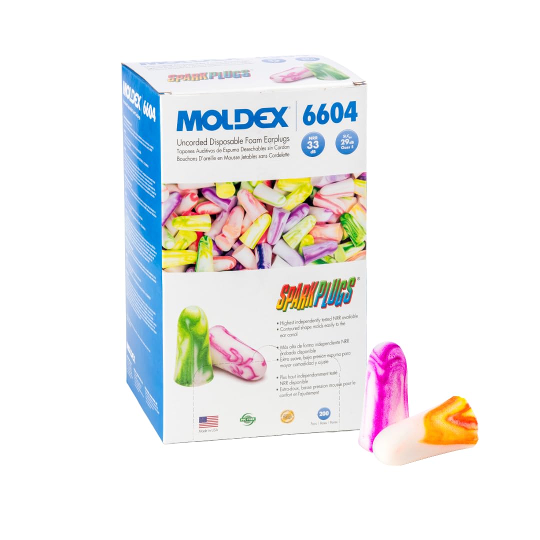 Moldex SparkPlugs® Uncorded Disposable Foam Earplug 6604, NRR 33dB