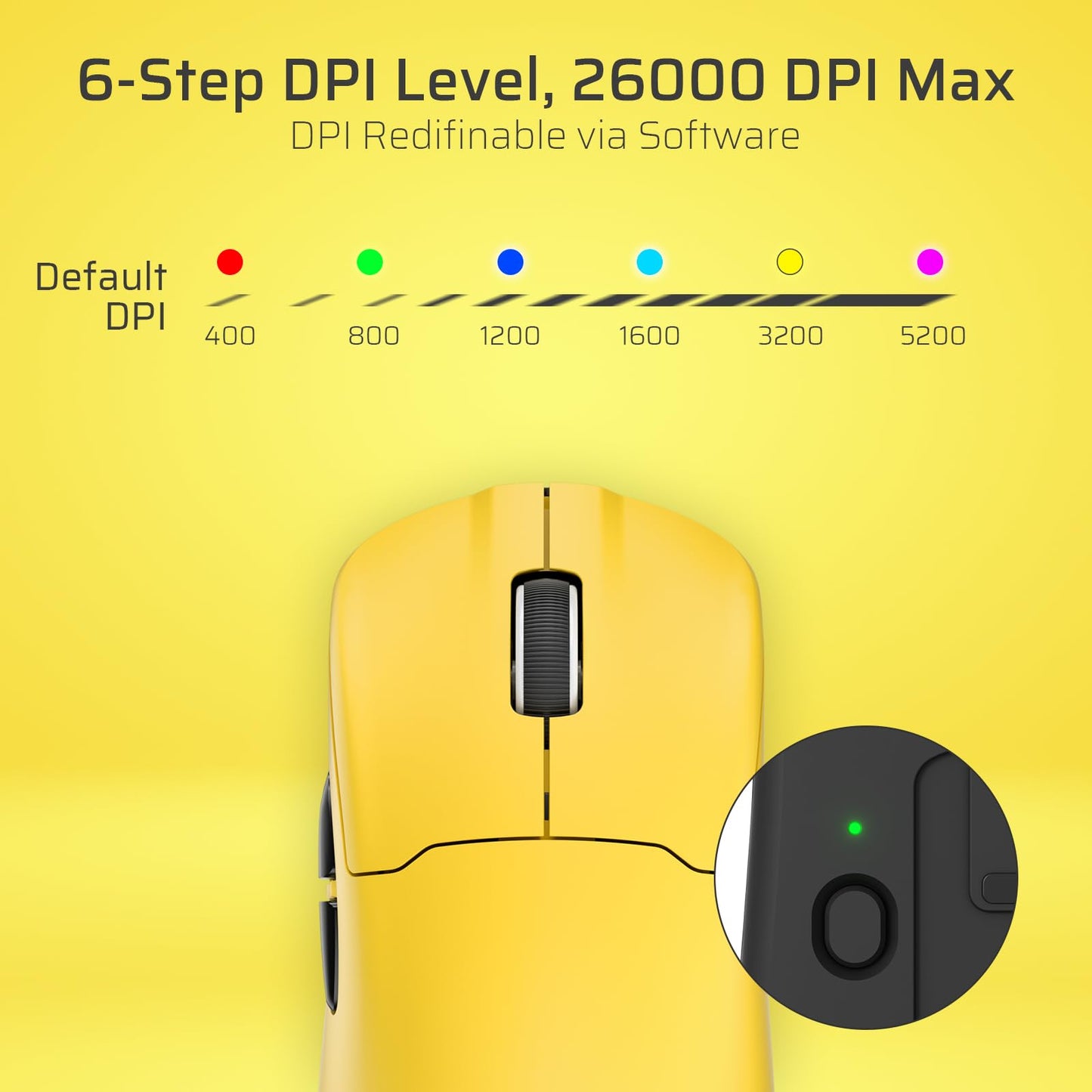 LTC GM022 Ultralight 3-Mode Wireless Gaming Mouse with RGB Charging Dock, PAW3395 26K DPI Sensor, 55G Lightweight Ergonomic Bluetooth Gaming Mouse, 5 Programmable Buttons, 80 Million Click Switch