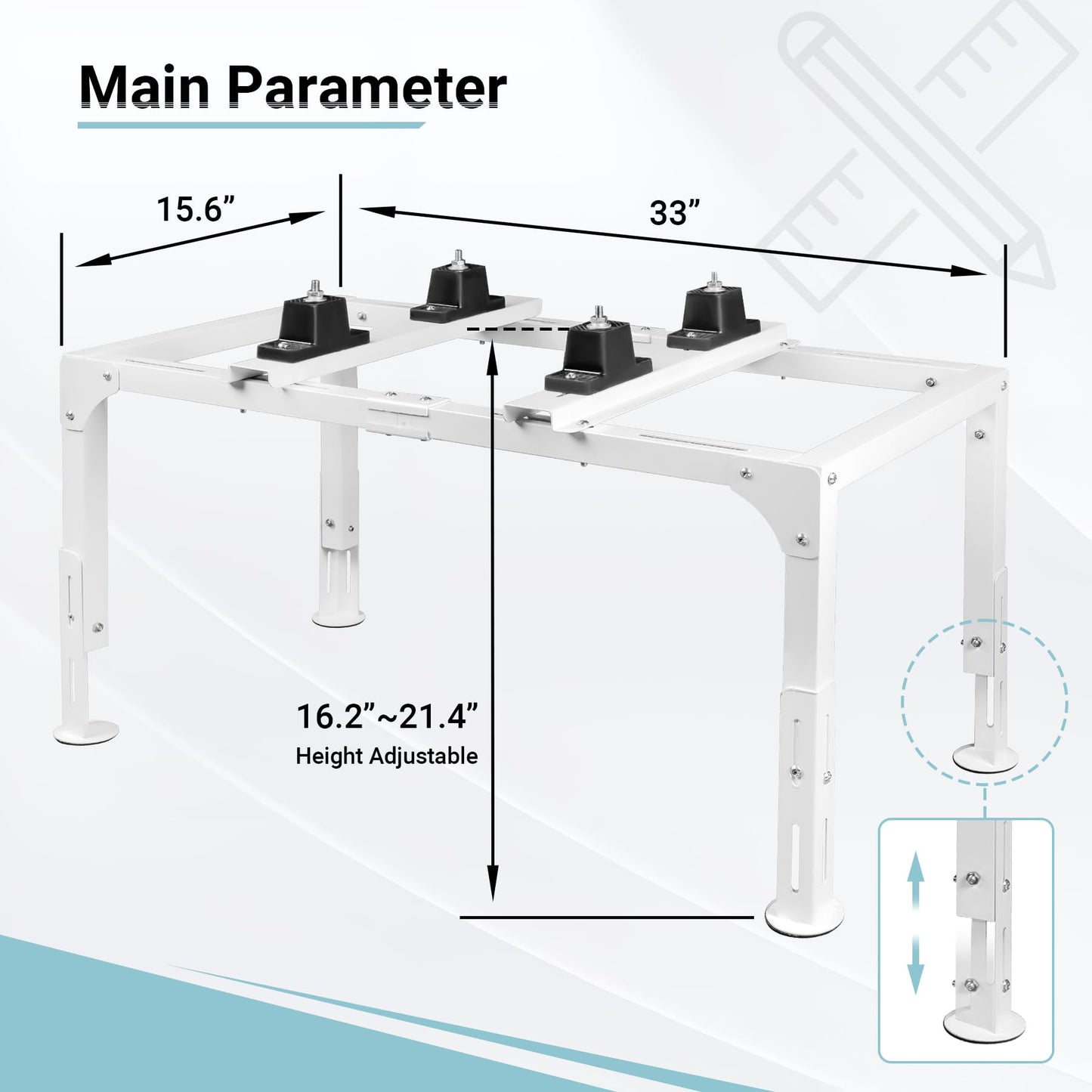 Eastrexon Mini Split Ground Stand, Adjustable Anti-Vibration Mini Split Stand w/ 400LBS Load Capacity, Heavy Duty AC Stand for 9,000-12,000 BTU Ductless Mini Split Air Conditioner Heat Pump