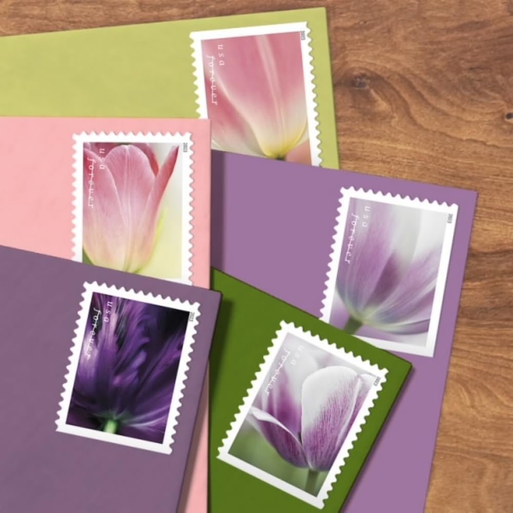 Tulip Blossom Forever Postage Stamp - 2 Books of 20 US First Class Flower Wedding Celebration Party Garden Announcement (40 Stamps)