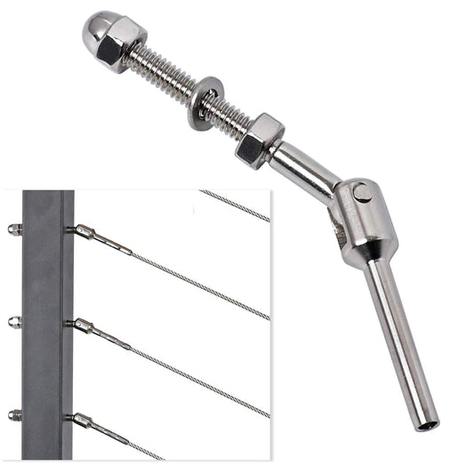 1/8 Inch T316 Stainless Steel Adjustable Cable Railing Kit/Hardware for 2Inch Metal Post, Marine Grade (60pack, 2Inch)
