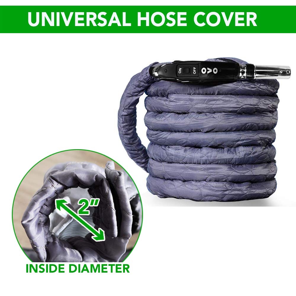 OVO Universal Padded Hose Cover, Fits All 30 to 32 ft Central Vacuum Hose, Machine Washable, Easy to Install with Zipper
