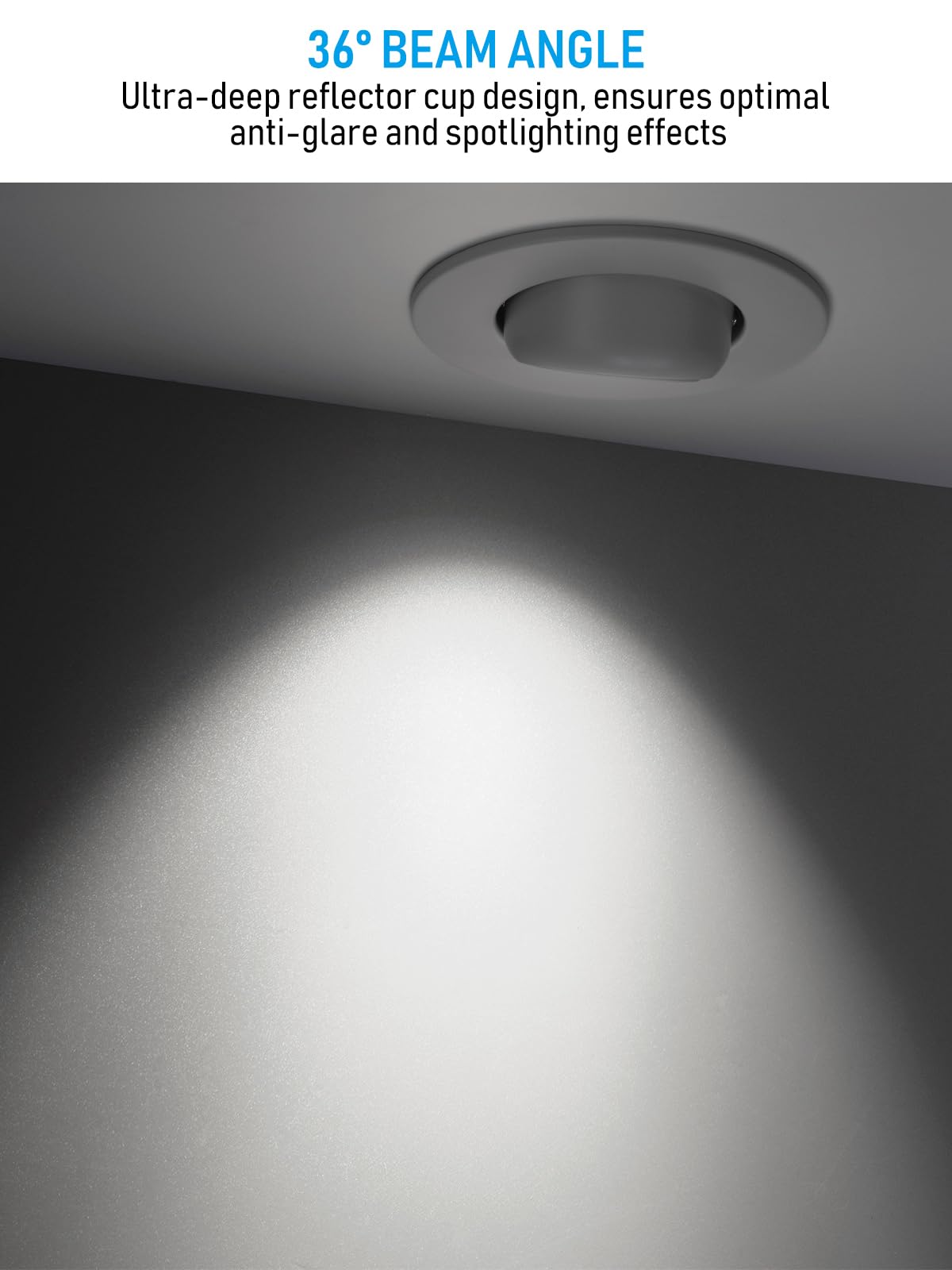 TORCHSTAR 6 Inch LED Gimbal Retrofit Recessed Light Dimmable, 5000K Daylight, 12W CRI90 Directional Eyeball Can Light, Swivel Adjustable Spotlight Downlight ETL, Pack of 4
