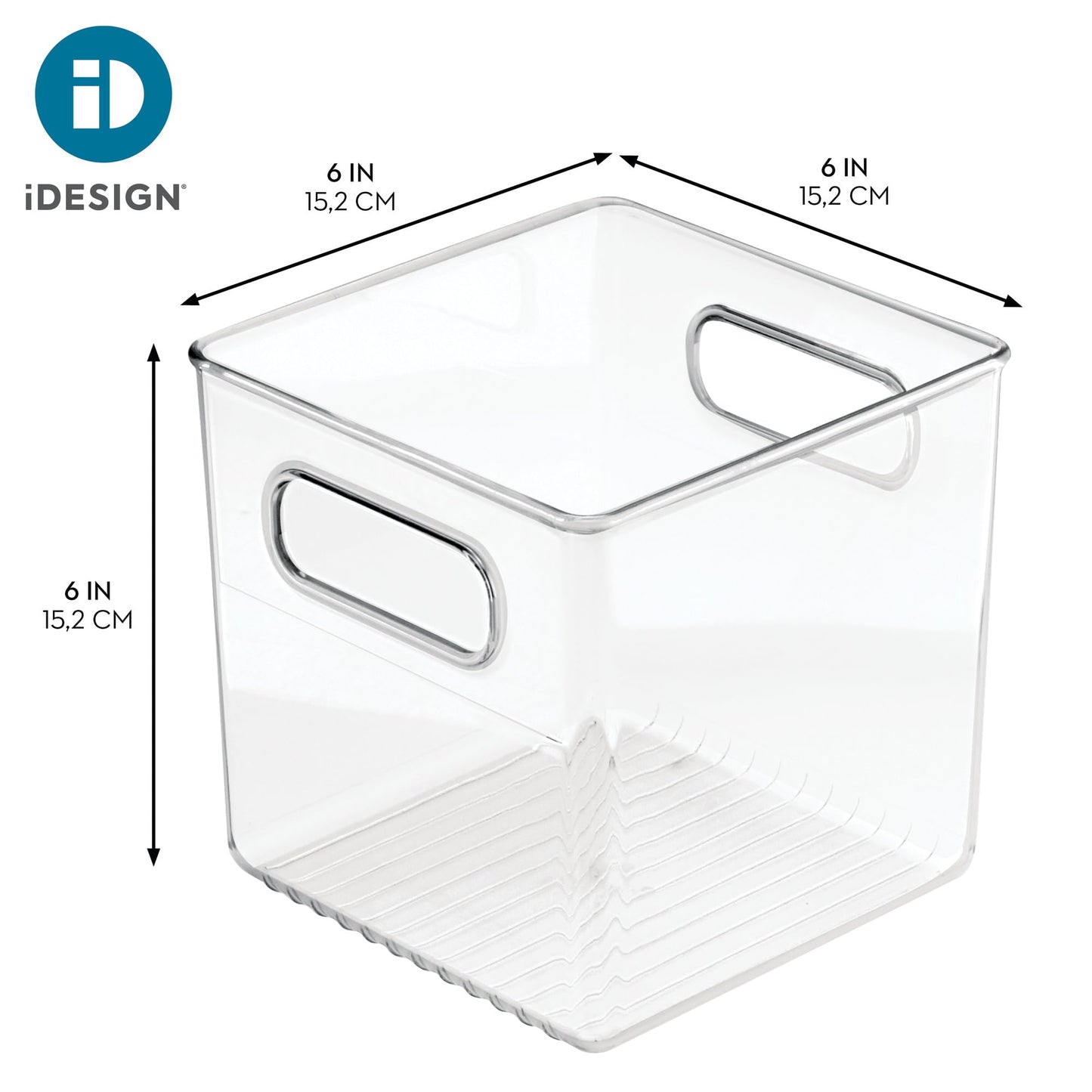 iDesign Storage Bin with Handles - Cube Organizer Bin for Pantry, Set of 4, Clear, Made in USA