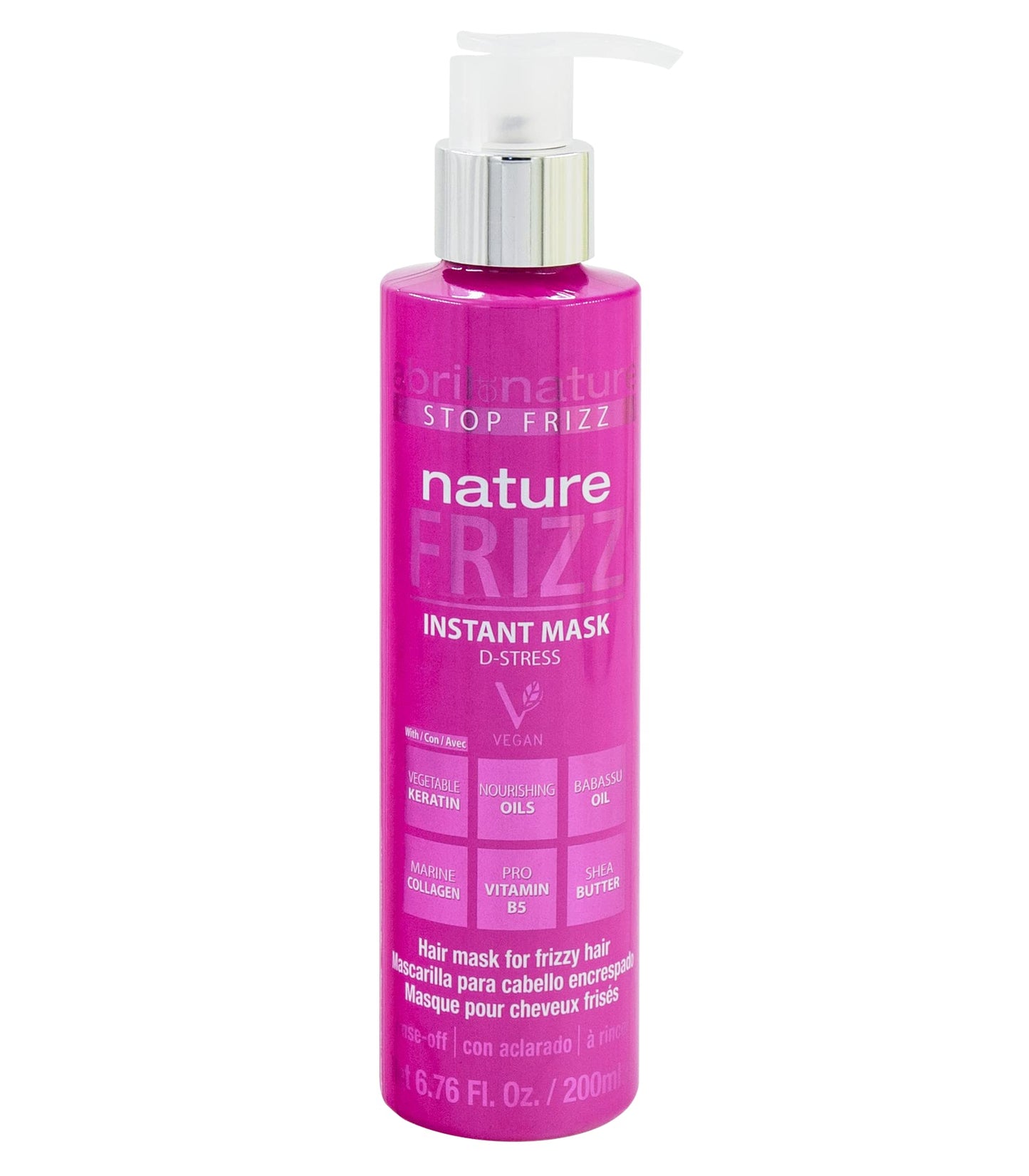 abril et nature - Professional Anti-Frizz Hair Care Set - Hydrates and Maintains Smooth Hair - Shampoo, Conditioner, and Serum Pack for Frizzy Hair - Softer and Shiner Hair - 550 ml/18,59oz