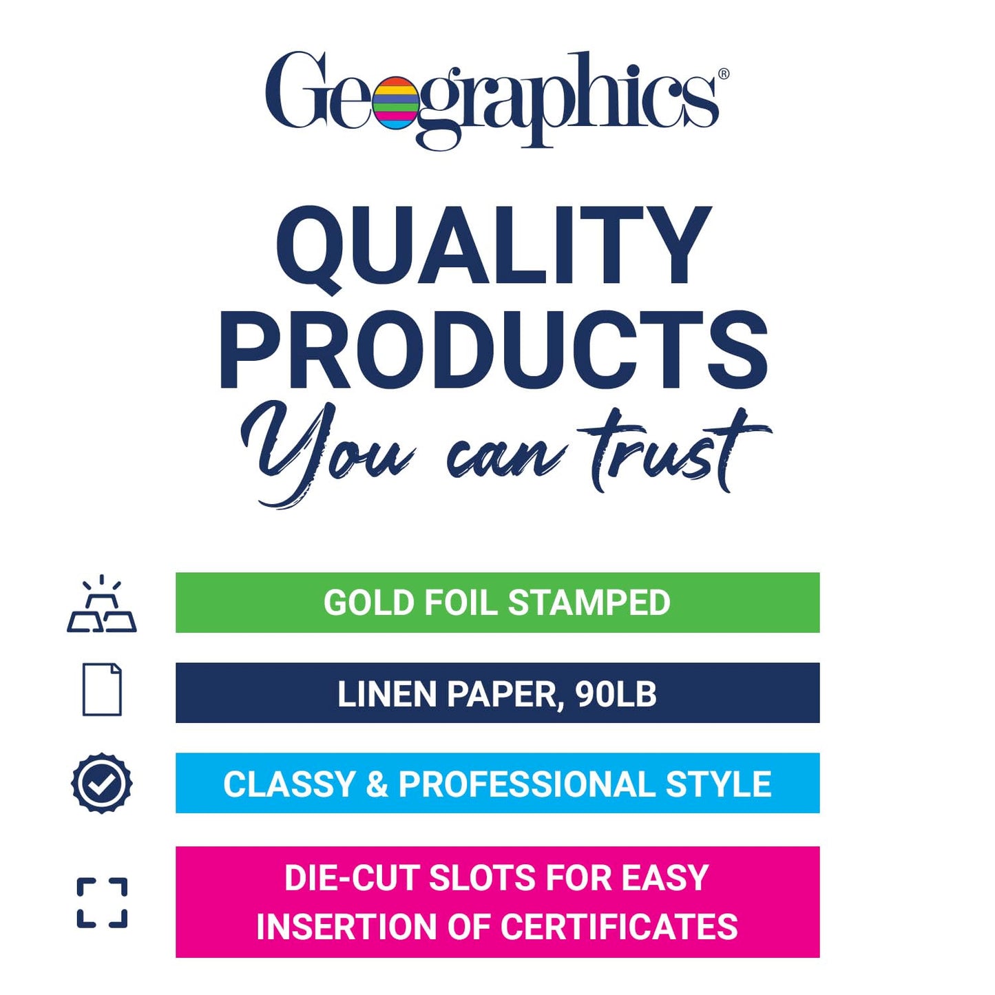 Geographics Optima Gold Blank Award Certificate Paper with Gold Foil Seals, 8.5 x 11, Seal 1.75" (Pack of 200)