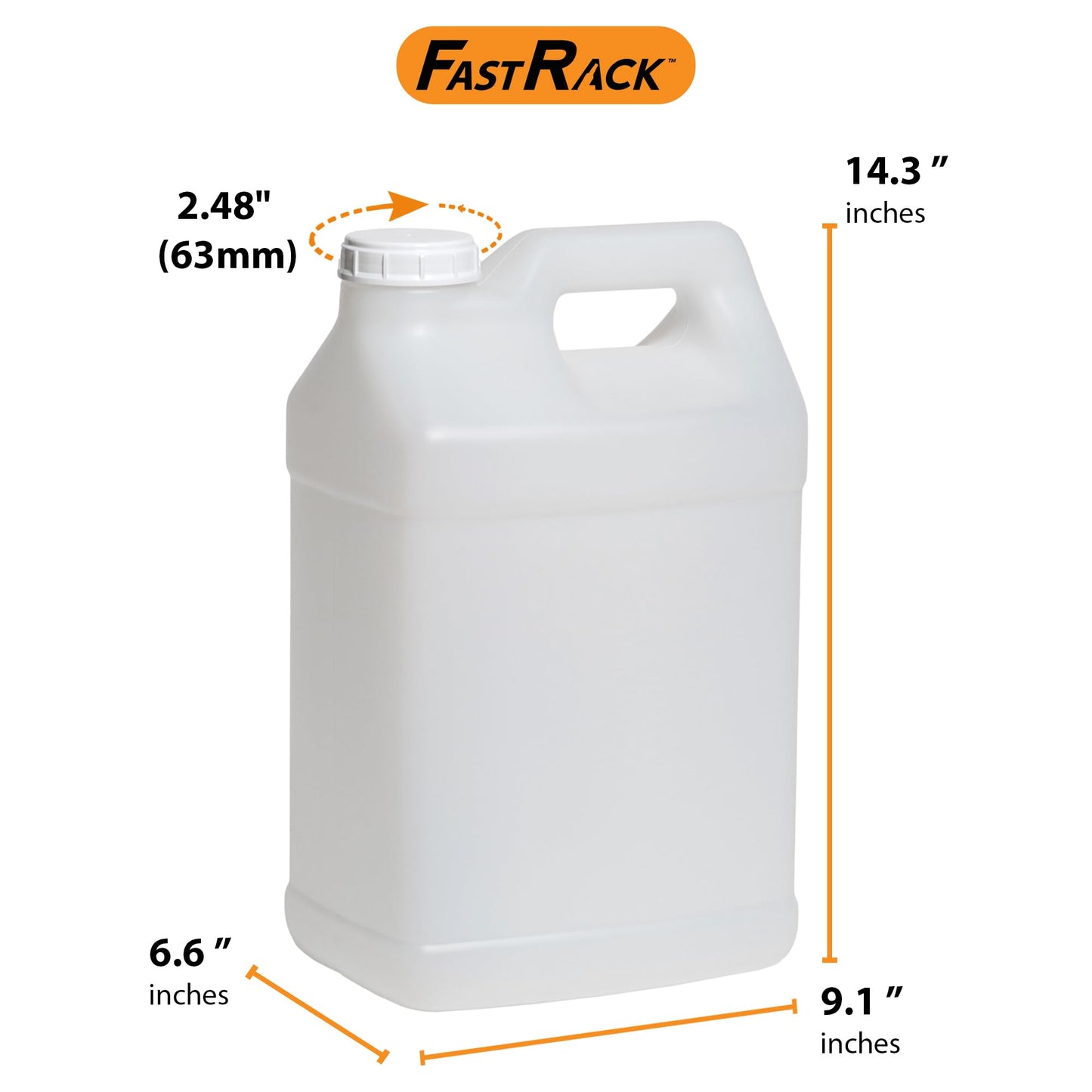FastRack 2.5 Gallon Water Jug (Pack of 3) w/ 1 Black Rubber Cap Gripper | Reusable Plastic Jug with lid for Liquids | Heavy-Duty Water Container for Storage, Camping | BPA-Free Gallon Jugs with Lids