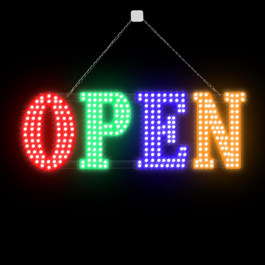 30'' x 10" Led Open Signs for Business, Ultra Bright Large Open Closed Sign with Hanging Installation, Light Up Sign for Bar Store Restaurant Office Hotel Salon Red&Green&Blue&Yellow