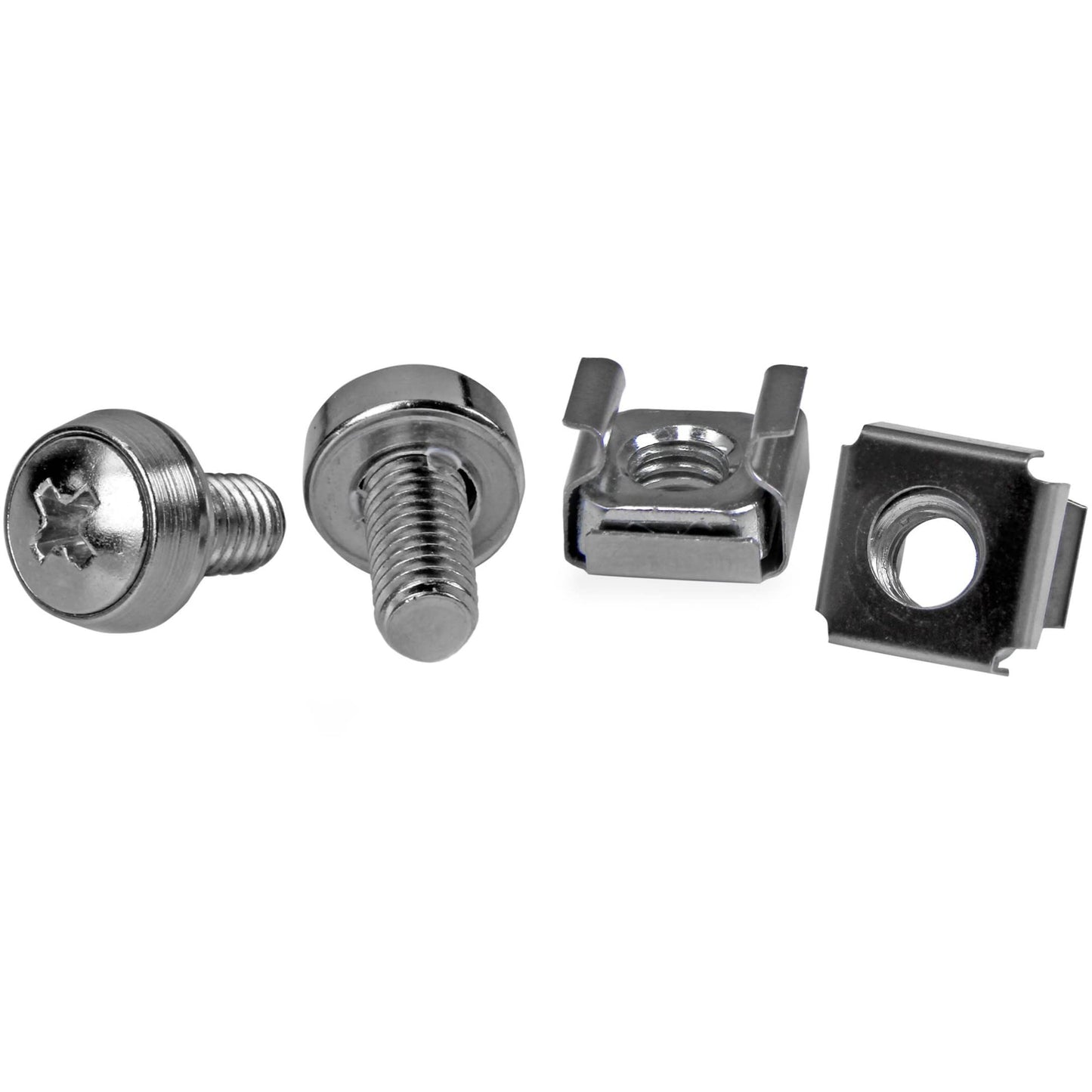StarTech.com M6 Screws and Cage Nuts - 50 Pack - M6 Mounting Screws and Cage Nuts for Server Rack and Cabinet - Silver , TAA (CABSCREWM6)