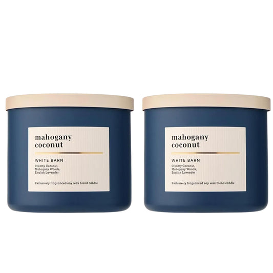Bath & Body Works 3-Wick Candle, Mahogany Coconut Candle, Strong Throw, Long-Lasting Burn Up to 45 Hours, Exclusively Fragranced Soy Wax Blend, 14.5 oz - 2 Pack