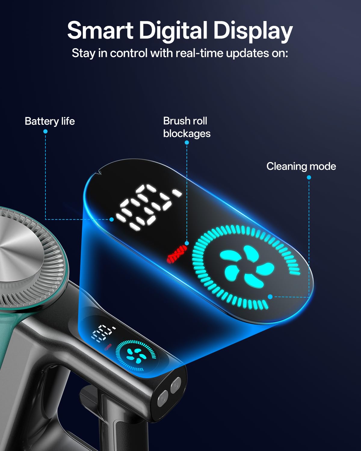 Cordless Vacuum Cleaner, 8-in-1 Cordless Stick Vacuum Cleaner with 3 Suction Modes, Up to 45mins Runtime, Rechargeable, Self-Standing, Vacuum Cleaners for Home Pet Hair Carpet Car Hard Floor, Green