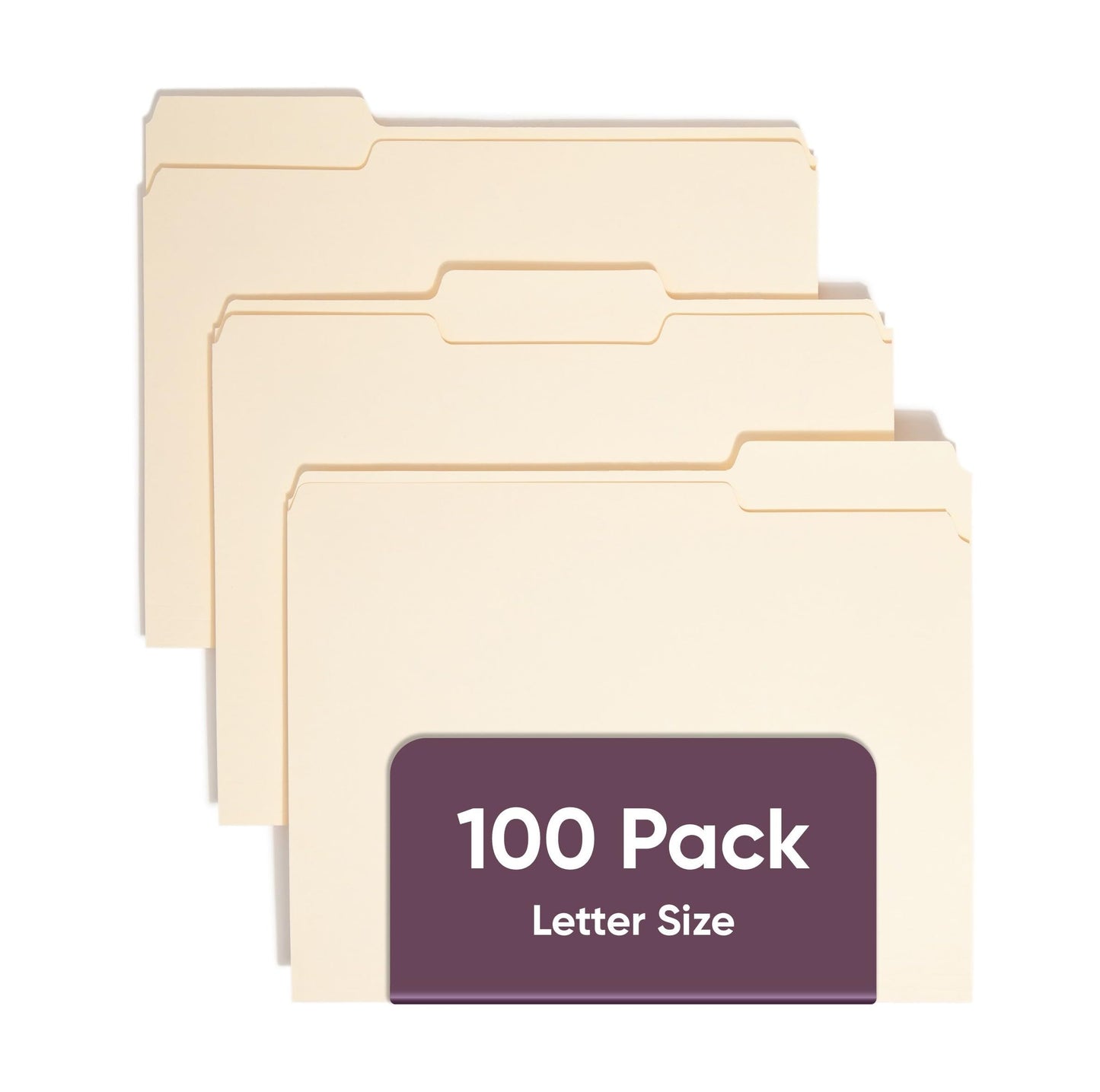 Smead File Folders Letter Sized, 1/3-Cut Tab, Assorted Positions, Letter Size Manila Folders, 100 Per Box (10381)