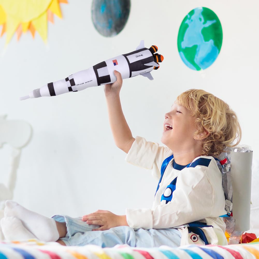 ArtCreativity Saturn Rocket Plush Toy for Kids, 18.5 Inch Space Shuttle Stuffed Toy with Realistic Details, Space Room Décor, NASA Spaceship Nursery Décor, Great Outer Space Toys for Boys & Girls