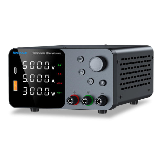 DC Power Supply, Bench Power Supply with Encoder Adjustment, 5V/3.6A USB&Type-C Quick-Charge, Adjustable Power Supply with Output Enable/Disable Button, Short Circuit Alarm