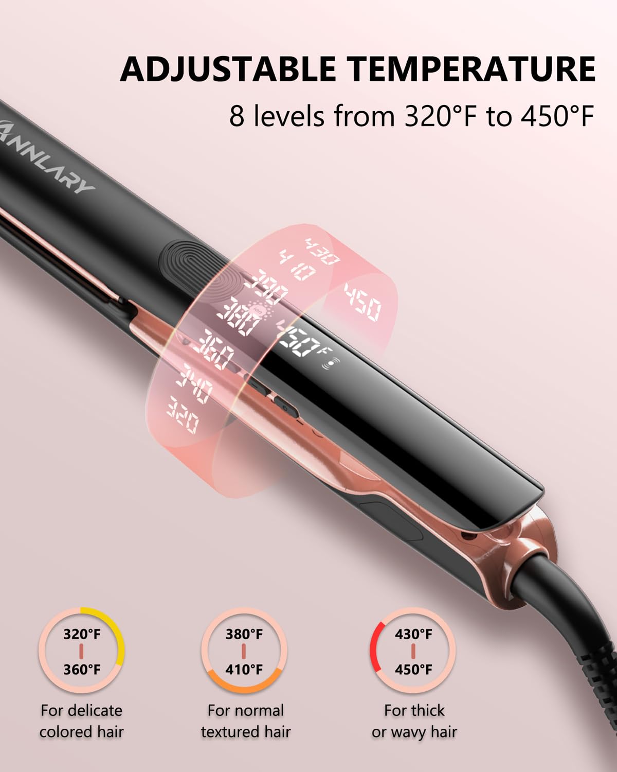 Annlary Hair Straightener, 1 Inch Flat Iron Hair Straightener and Curler 2 in 1, Professional Ceramic Ionic Dual Voltage Flat Iron with Anti-Iron Silicone for Less Frizz, Shinier & Smoother Hair