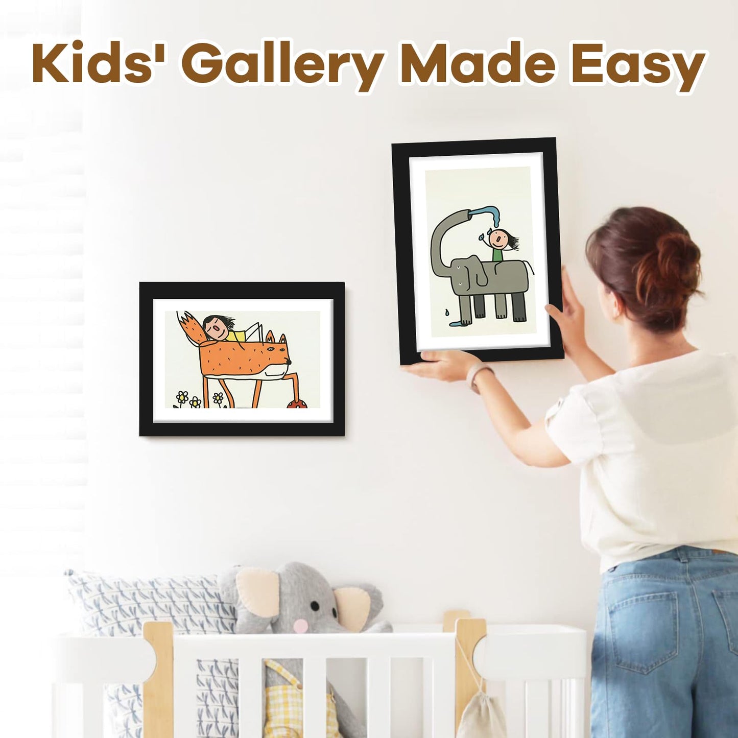 NEUERMOND 3 Pack Kids Artwork Frames 10x12.5 Inch Changeable Kids Art Frame with Front Opening for Art Display, Horizontally Vertically Wall Mount for Kids Drawing & School Projects (Black)