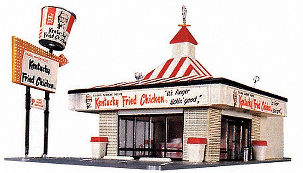 Life-Like Trains HO Scale Building Kits - Kentucky Fried Chicken Drive-in, Intended for Ages 14 and up, Red,White