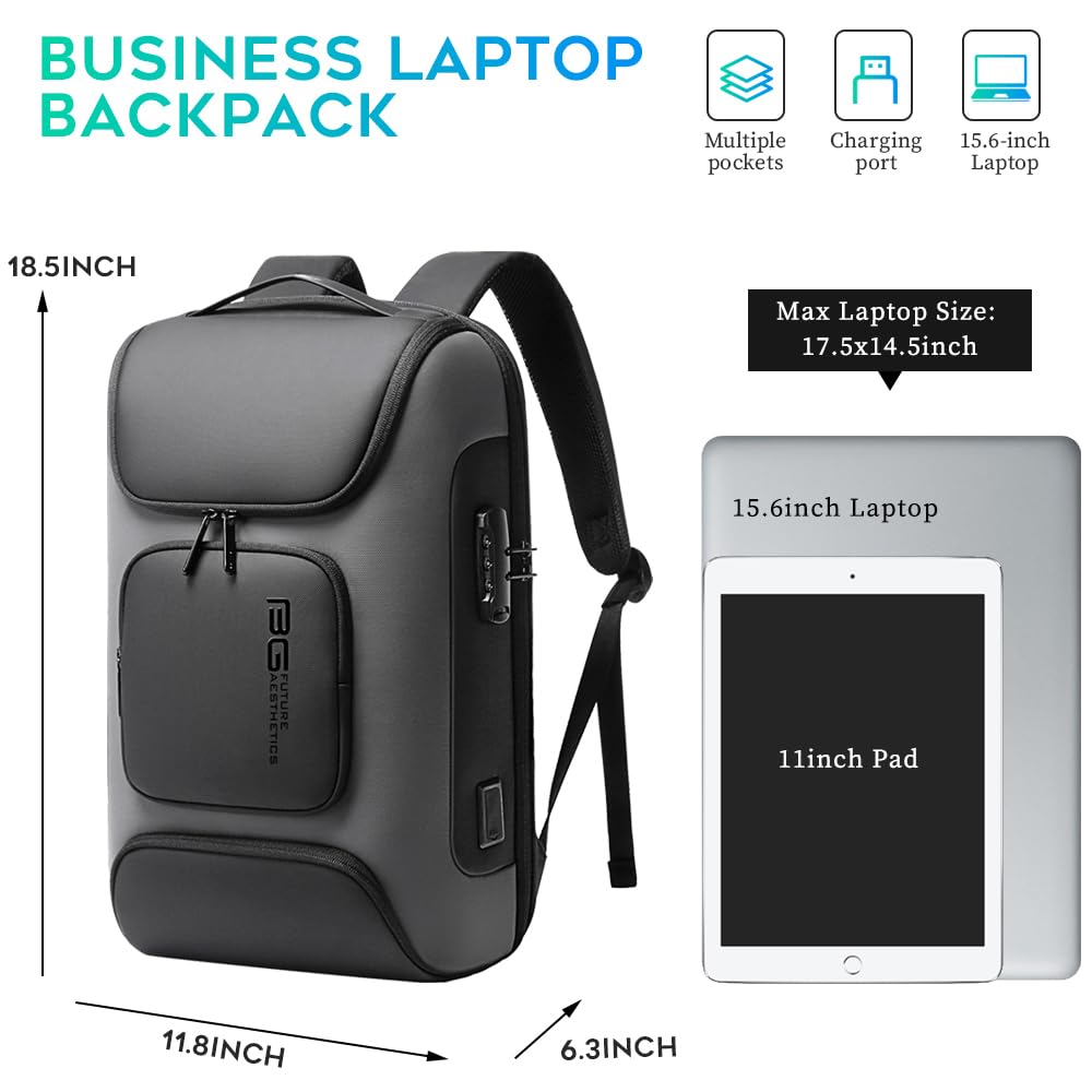 BANGE Business Laptop Backpack Fit for 15.6 INCH,Travel Backpack with USB Charging Port,Men Travel Backpack with Water Bottle Holder for Men and Women…