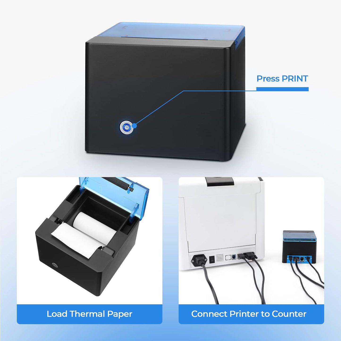 MUNBYN Thermal Printer for Mixed Denomination Money Counter Machine, Connect and Use