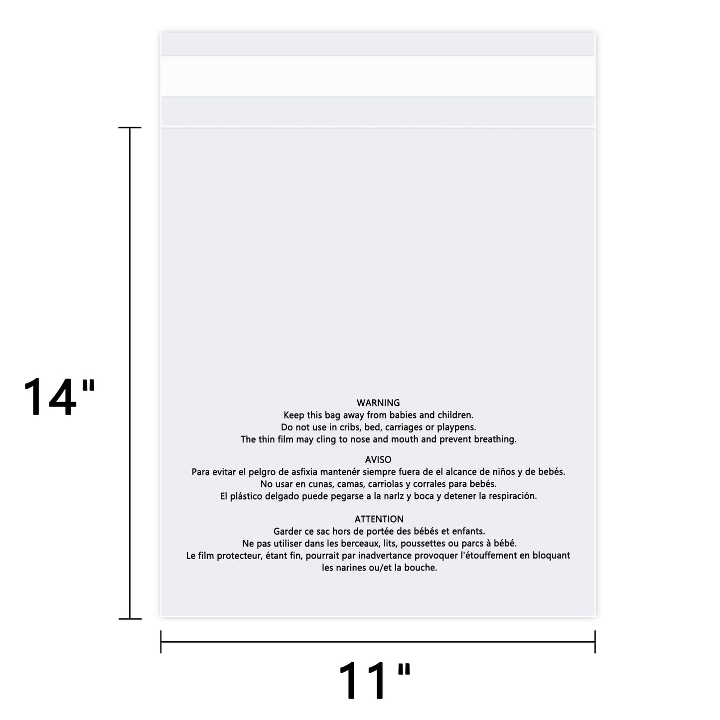 WEPOLY - 11" x 14" (1000 Count) Self Seal Clear Poly Bags with Suffocation Warning for Packaging, Shipping, Clothing, Shirts & FBA - Resealable Adhesive