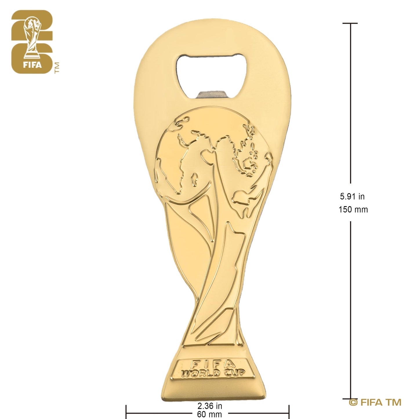 Official FIFA World Cup 2026 Edition - 17oz Pilsner Beer Glass & 6-Inch Trophy Bottle Opener Gift Set - 1 of Each - Perfect for Parties, Mancaves, Gamedays, Tailgates, BBQ’s - Collectors Drinkware Set