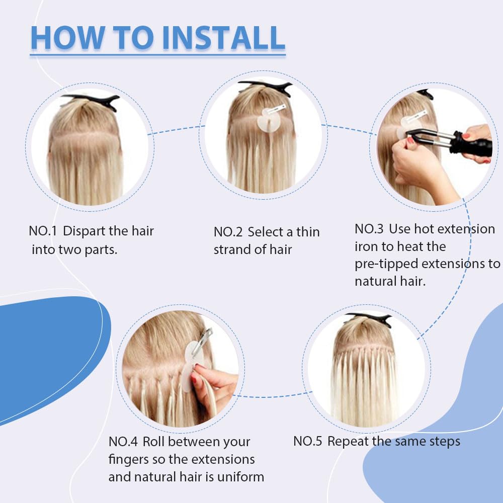 Silver I Tip Hair Extensions Human Hair 18 Inch I tip Keratin Hair Extensions Pre Bonded I Tip Hair Extensions 50Strands 50G Silver Real Hair Cold Fusion Silver Micro Bead Hair Extensions for Women