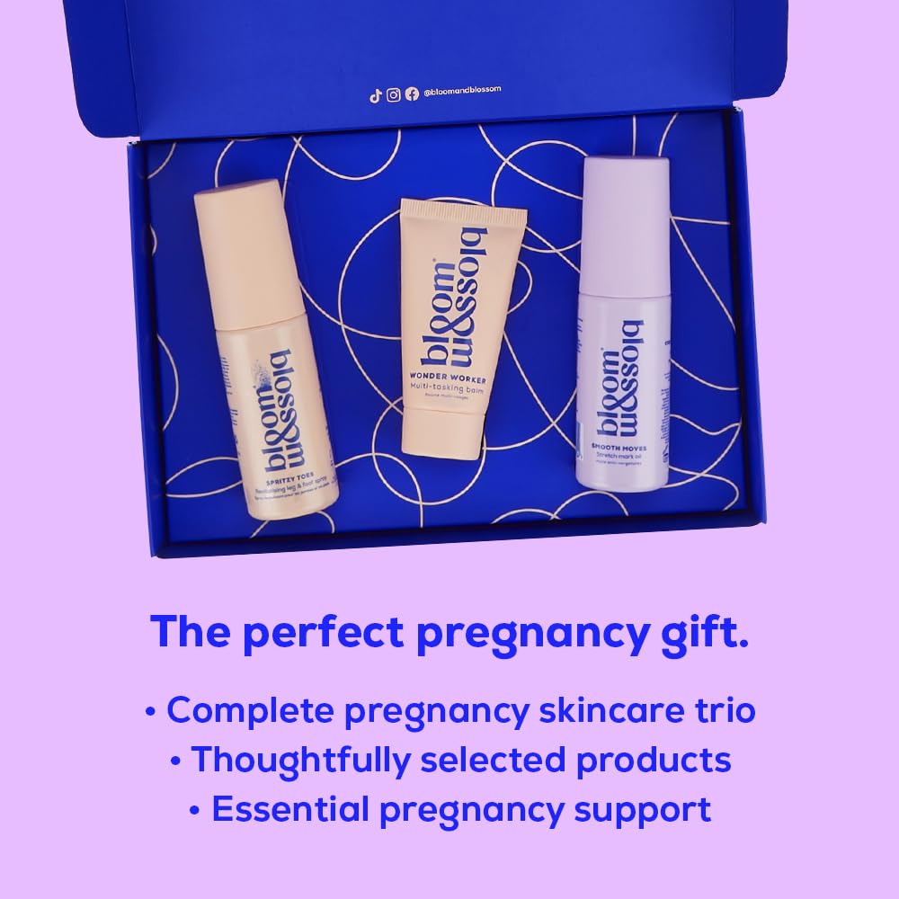 Bloom & Blossom - You've Got This Mama, Maternity Gift Set, 3-Piece Self-Care Kit for Expecting & New Moms with Stretch Mark Oil, Foot Spray Multi-Tasking Balm - Baby Shower, Maternity & New Mom Gift