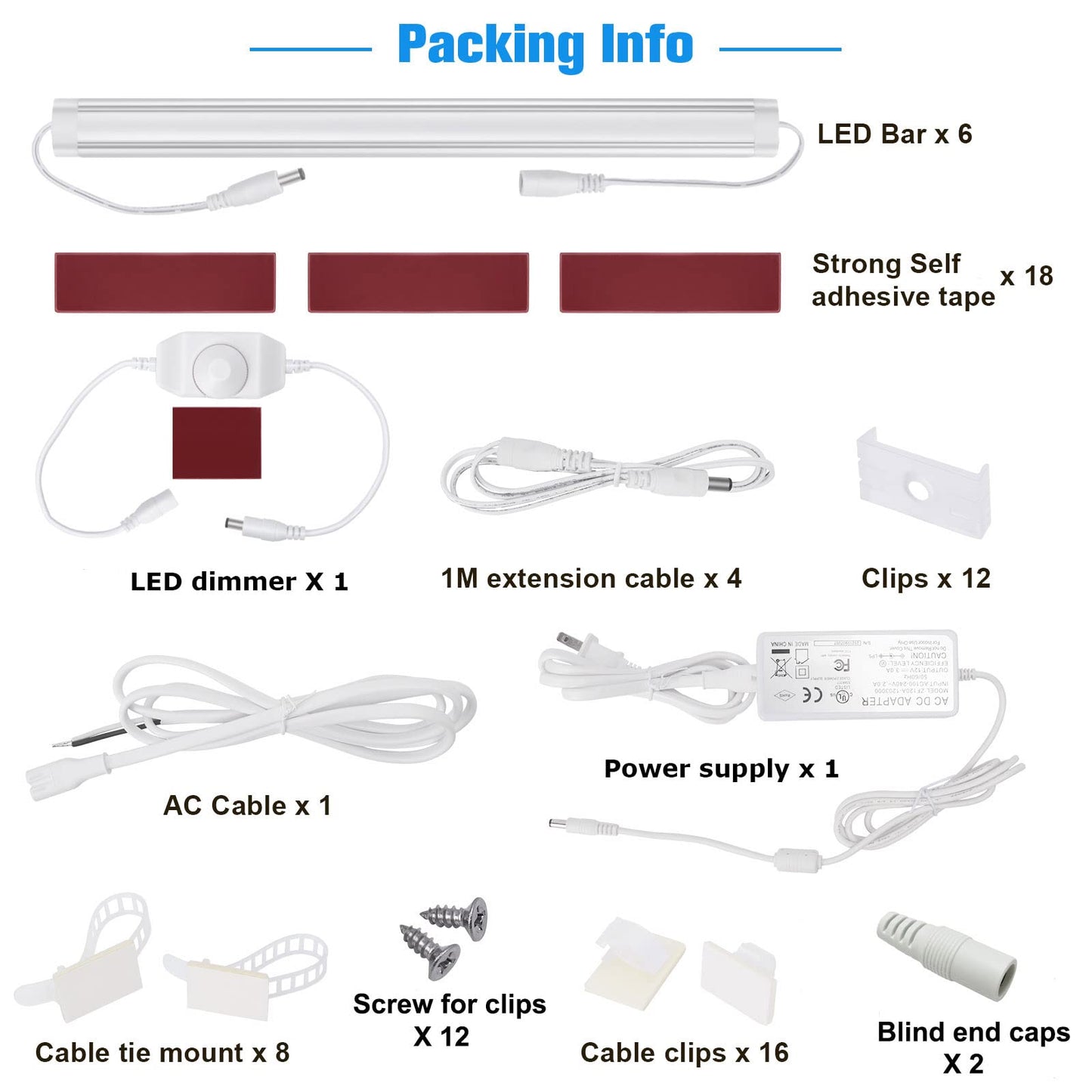 Litever Kitchen Under Cabinet LED Lighting Kit, Super Bright, 6 PCS 12 Inches Light Bars, Plug-in or Hardwire Power Adapter, 31W 2000 Lumen, for Cabinet Counter Shelf Workbench (Daylight White 5000K)
