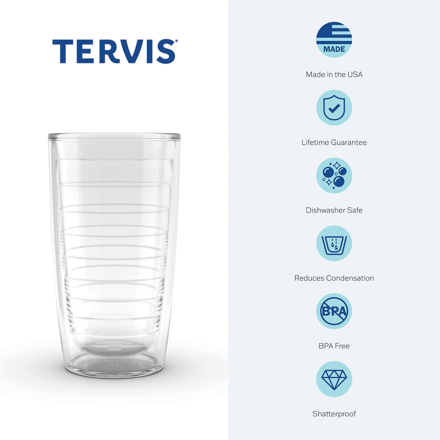 Tervis Clear & Colorful Tabletop Made in USA Double Walled Insulated Tumbler Travel Cup Keeps Drinks Cold & Hot, 16oz - 4pk, Assorted