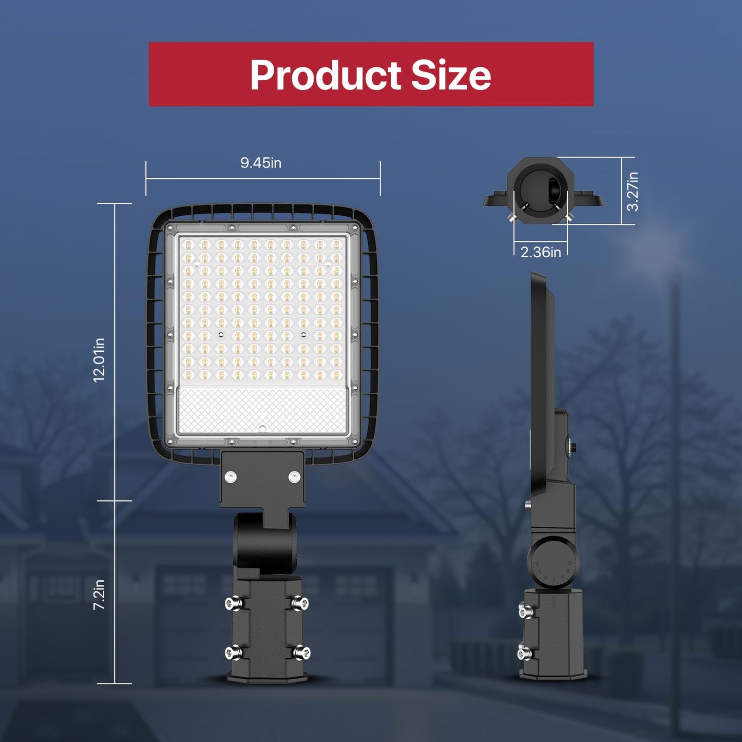 LED Parking Lot Lights Outdoor Pole Mount, 150W LED Shoebox Light with Dusk to Dawn Photocell 120V LED Outdoor Lighting Exterior Flood Light Commercial Outside Light IP65 Waterproof for Yard Garage