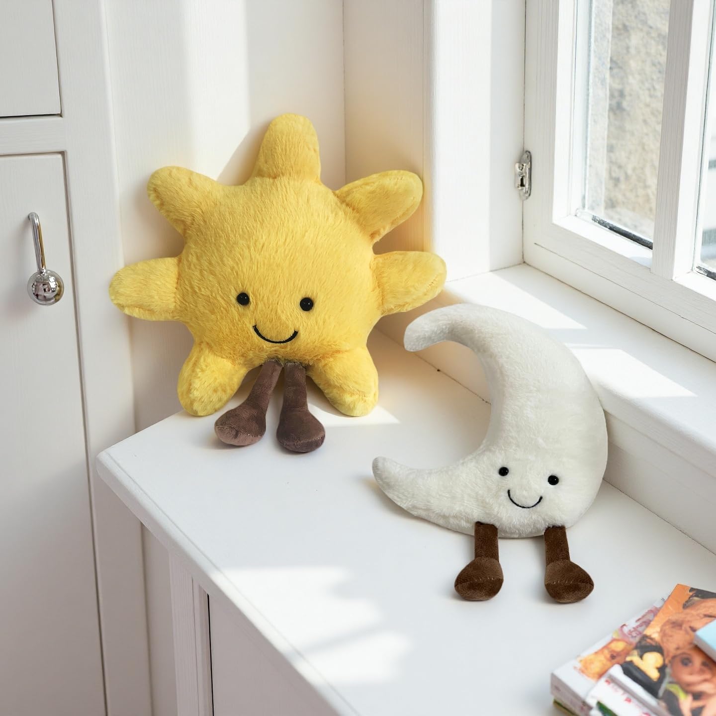 New Moon Sunshine Plush Toy Cute Smile Fun Filled Animal Pillow Soft Plush Toy for Children's Birthday Gift (Sun+Moon)