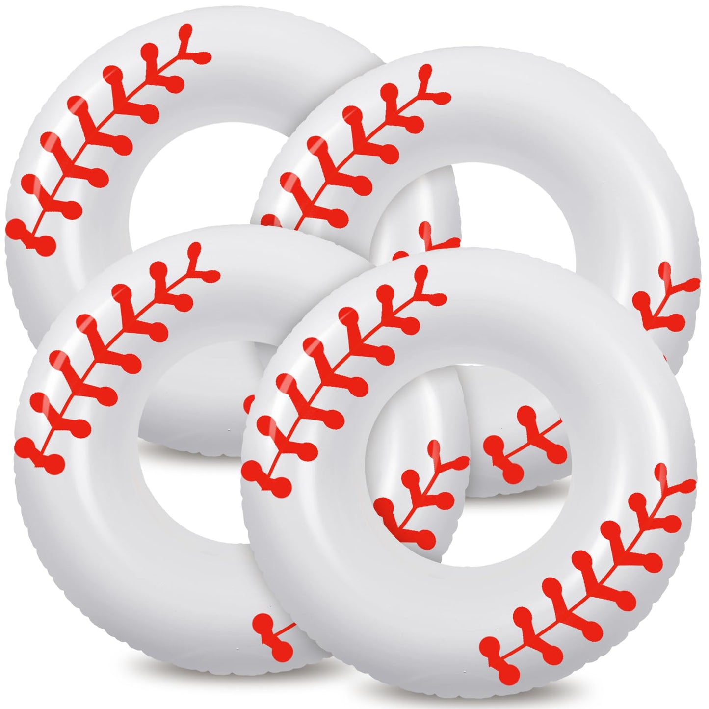 Soulchen 6 Pack 32.5 Inch Giant Baseball Inflatable Pool Floats Large Baseball Swim Rings Pool Tubes Floating Rafts for Adults Summer Swimming Beach Lake Sports Party Birthday Decorations Fun Gifts
