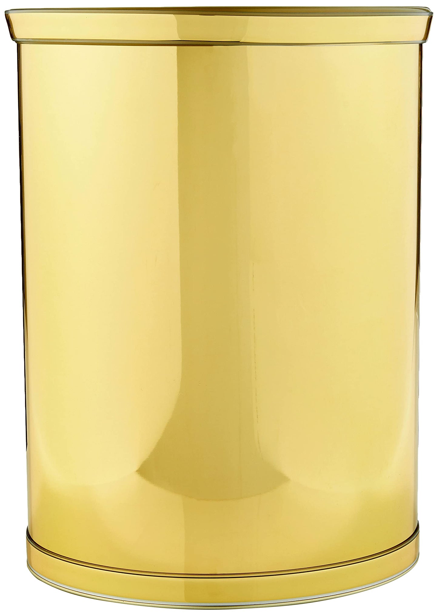 Kraftware Polished Brass Colored Mylar Designer 14” Oval Wastebasket for Home & Office