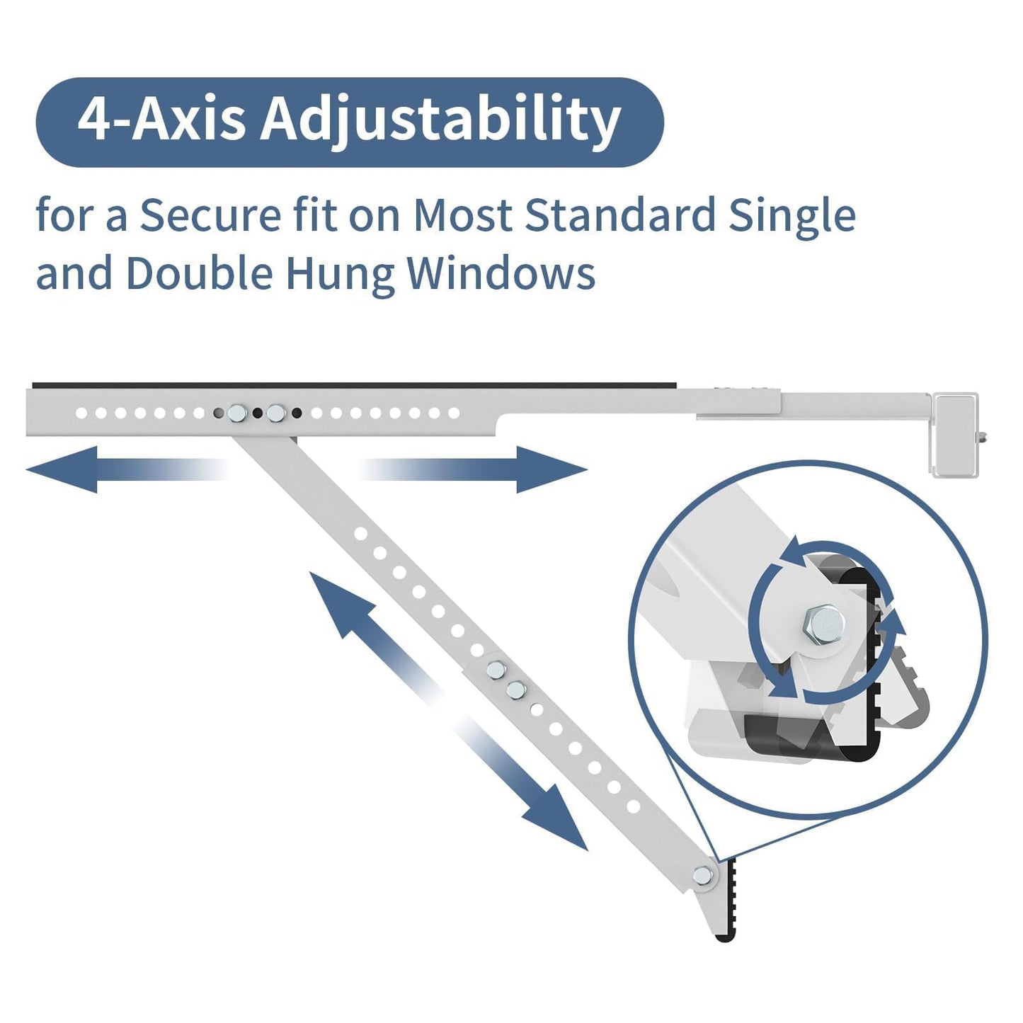 ADKLLA No-Drill AC Window Bracket, Air Conditioner Support Bracket for Single/Double Hung Windows, Heavy Duty Epoxy-Coated Steel Holds Up to 300lbs, Easy Installation & Adjustable
