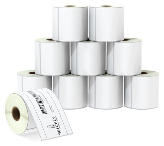 BETCKEY - 3" x 5" (76 mm x 127 mm) Multipurpose & Large Shipping Labels Compatible with Zebra & Rollo Label Printer,Premium Adhesive & Perforated [10 Rolls, 3500 Labels]