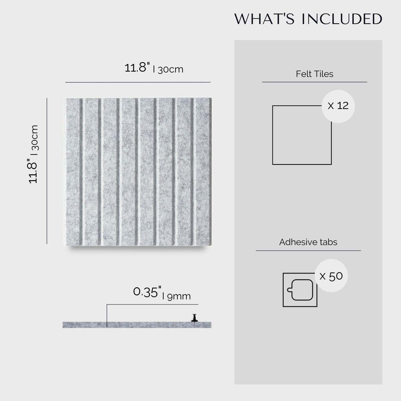 VIVELDA Large Cork Board for Office Black Felt Board Alternative - Slat Wall Paneling, Felt bulletin board tiles for office wall decor, Push pin board Wall organizer for office -12-Pack (Marble White)