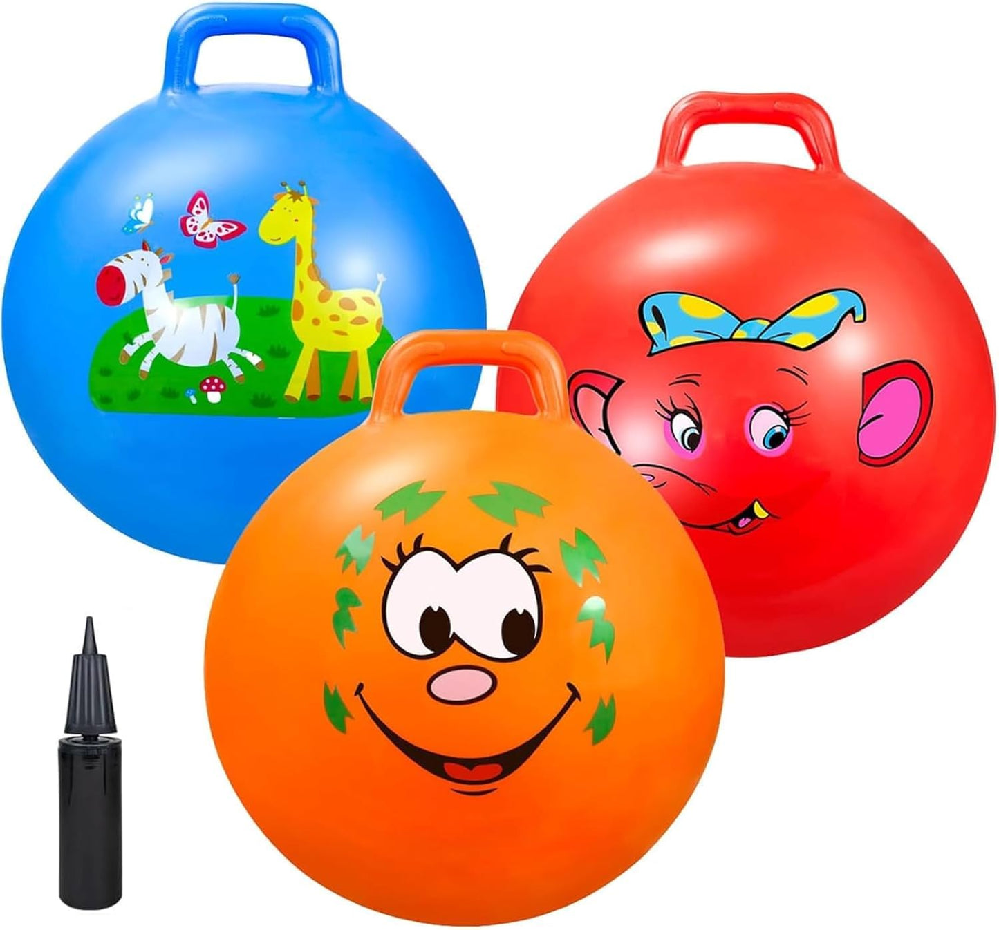Ynanimery Space Hoppers 18 Inch Jumping Ball with Handle, Jumping Ball with Pump for Boys Girls Age 3-8, Indoor & Outdoor Garden Game