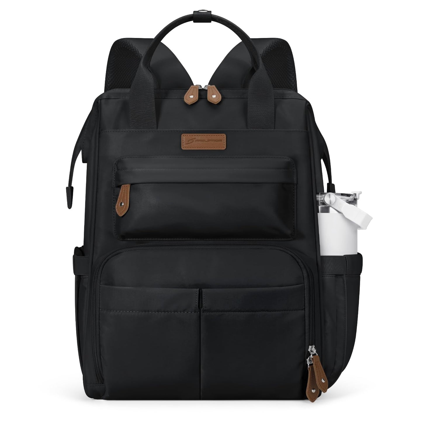 Maelstrom Laptop Backpack, Fits 15.6-17.3 Inch Travel Backpack Gift for Women Men, Waterproof College School Computer Bag, Anti-theft Business Work Bag with Luggage Strap (Black, 17.3 Inch)
