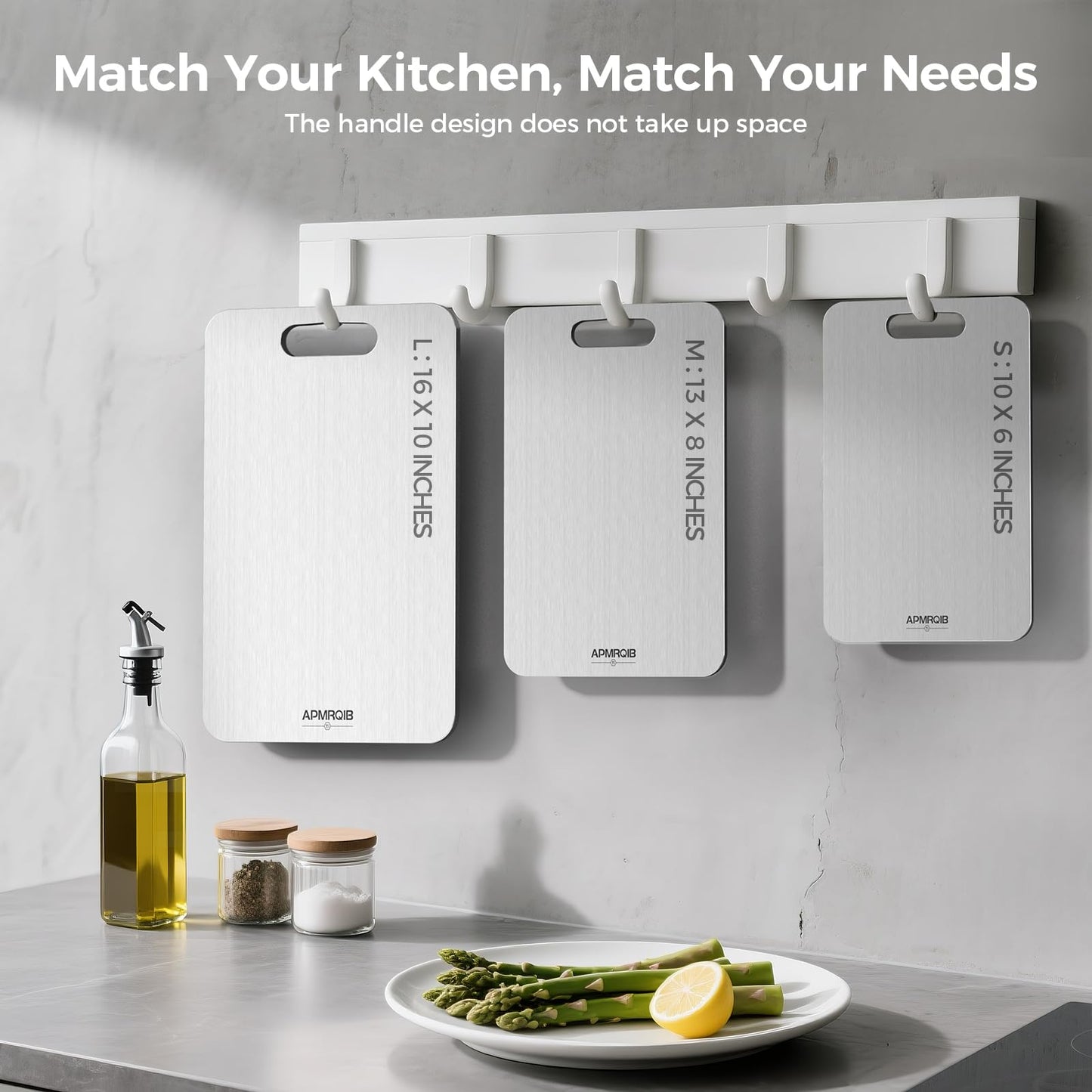 APMRQIB Titanium Cutting Boards for Kitchen,100% Pure Titanium Cutting Board Set of 3, Double Sided Non Toxic Cutting Board, Hygiene Durable Dishwash