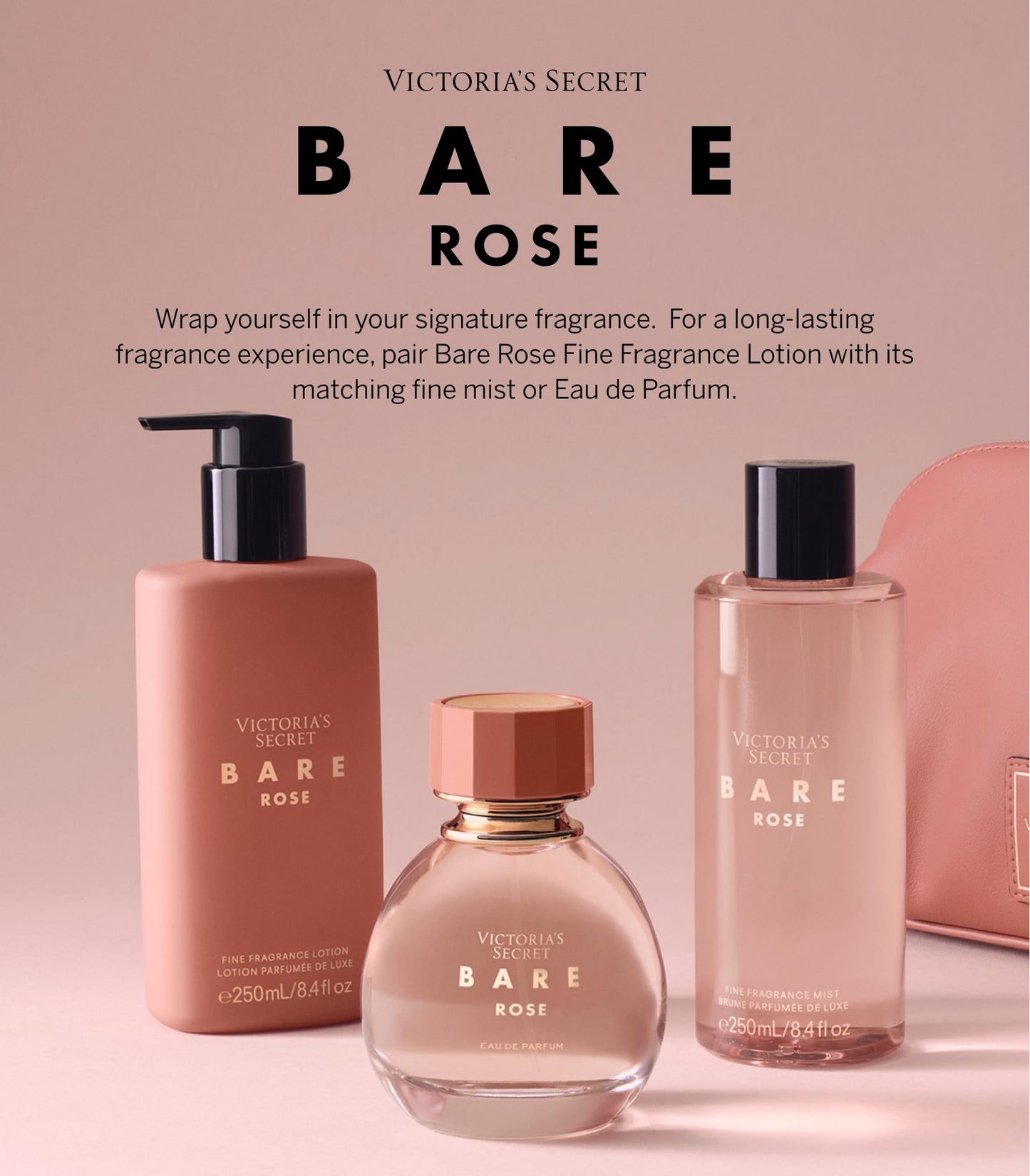Victoria's Secret Bare Rose Eau de Parfum, Notes of Pear Skin, Rosa Centifolia & Sheer Woods, Perfumes for Women (1.7 oz)