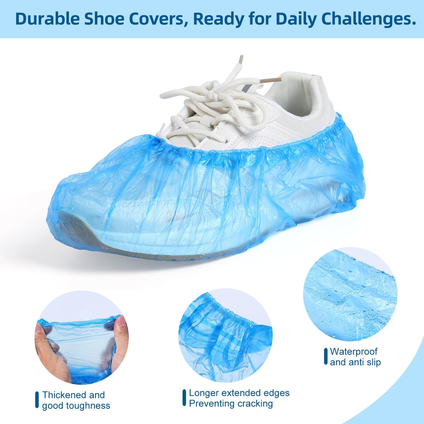 LYSHIYI 1000 Pcs Shoe Covers Disposable, Non-Slip, Reliable Shoe Covers for Indoors, 15.7'' Adjustable Size Great Value Boot Covers for Home, Hospitals, and Businesses