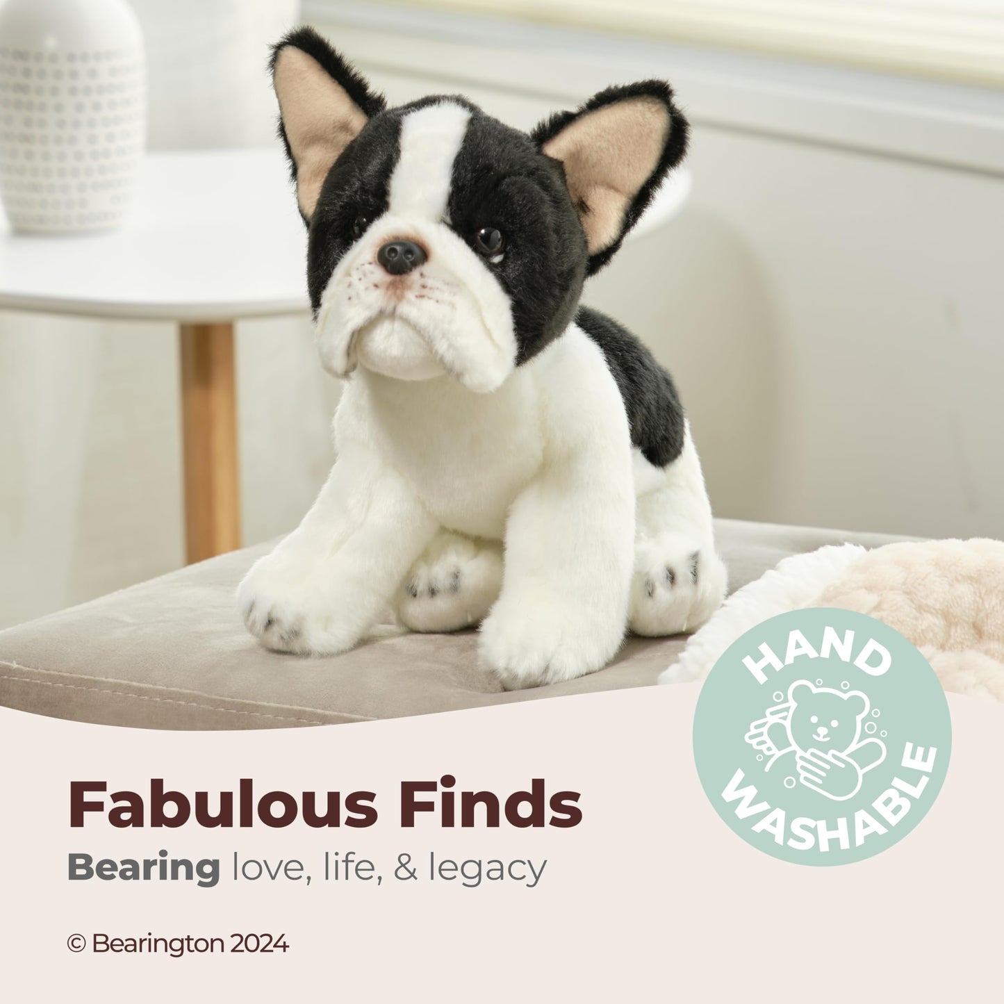 Bearington Collection Oliver The French Bulldog Plush, 13 Inch French Bulldog Stuffed Animal