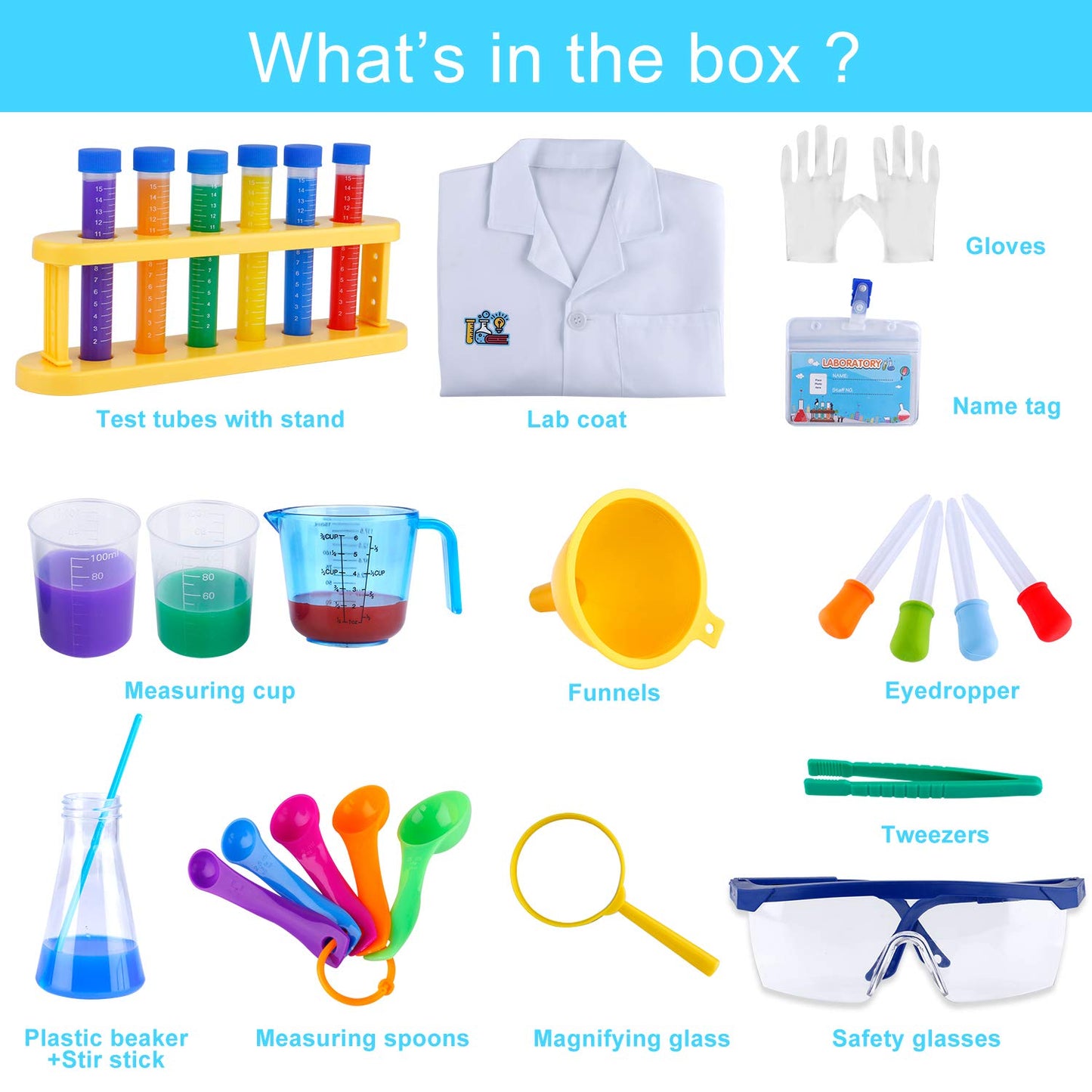 INNOCHEER Kids Science Experiment Kit with Lab Coat Scientist Costume Dress Up and Role Play Toys Gift for Boys Girls Kids Christmas Birthday Party