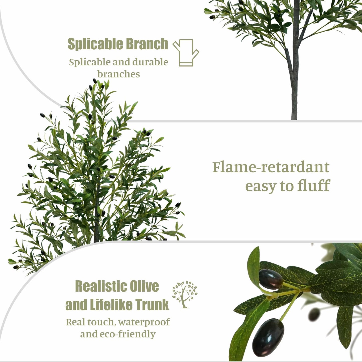 6FT Artificial Olive Tree,Artificial Plants Indoor,Faux Olive Tree Indoor with Natural Wood Trunk and Realistic Leaves and Fruits for Home Office Decor